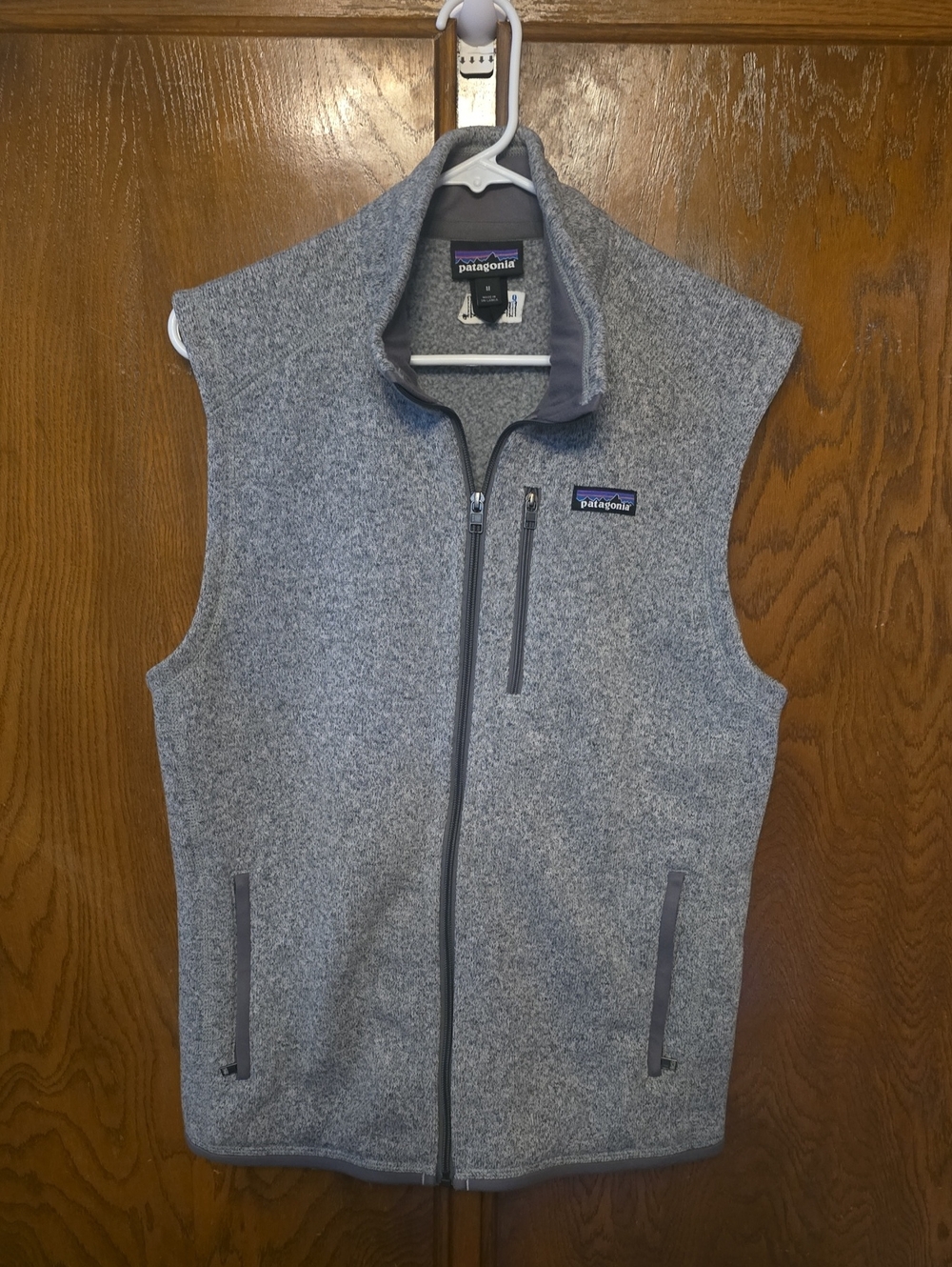 Patagonia Men's Heather Grey Full-Zip Fleece Vest * intel embroidered on back*